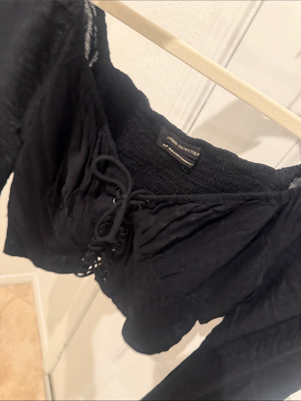 ☕️ Urban Outfitters Black Corset Lace-Up Puff Sleeve - Picture 6 of 6